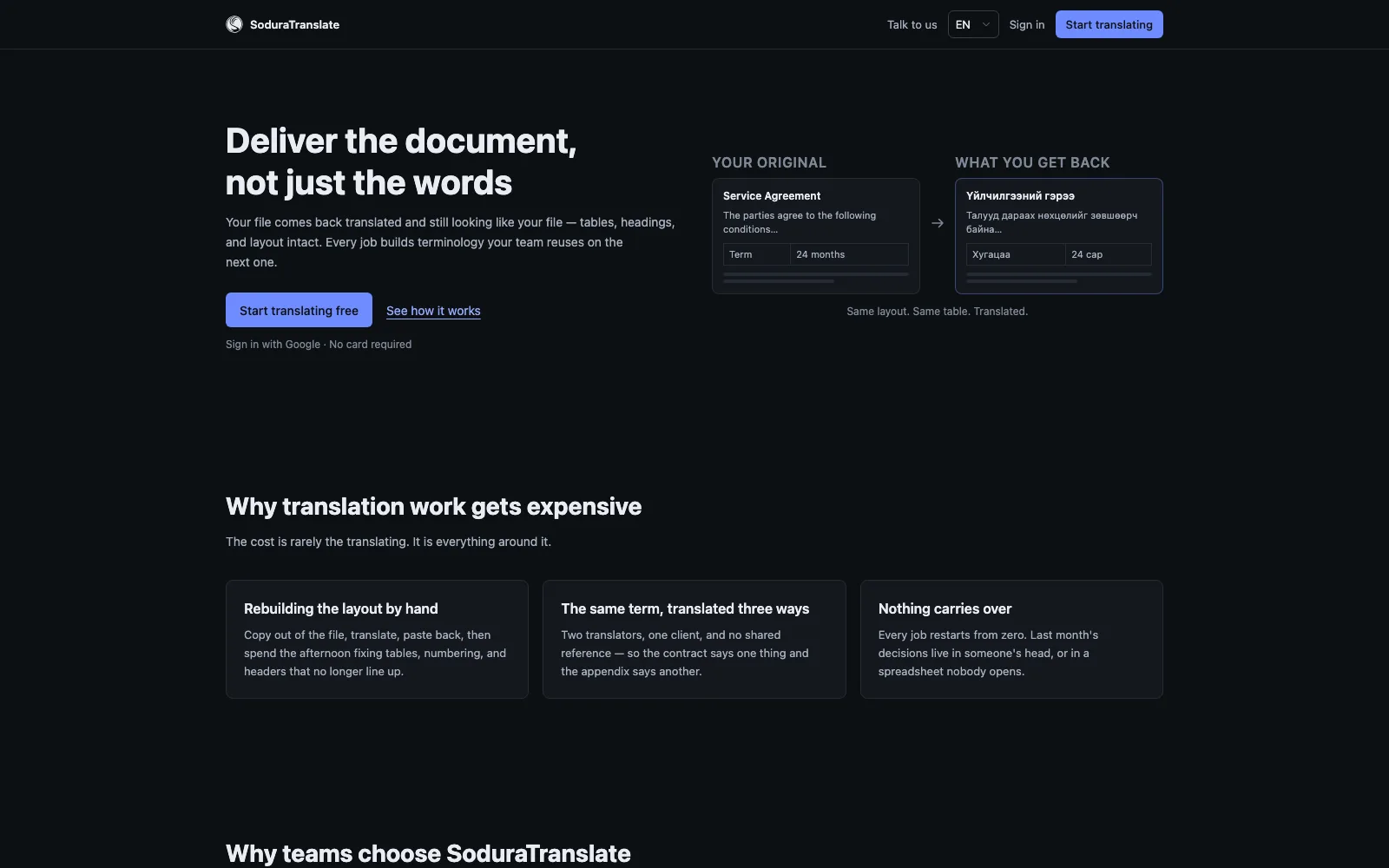 SoduraTranslate interface